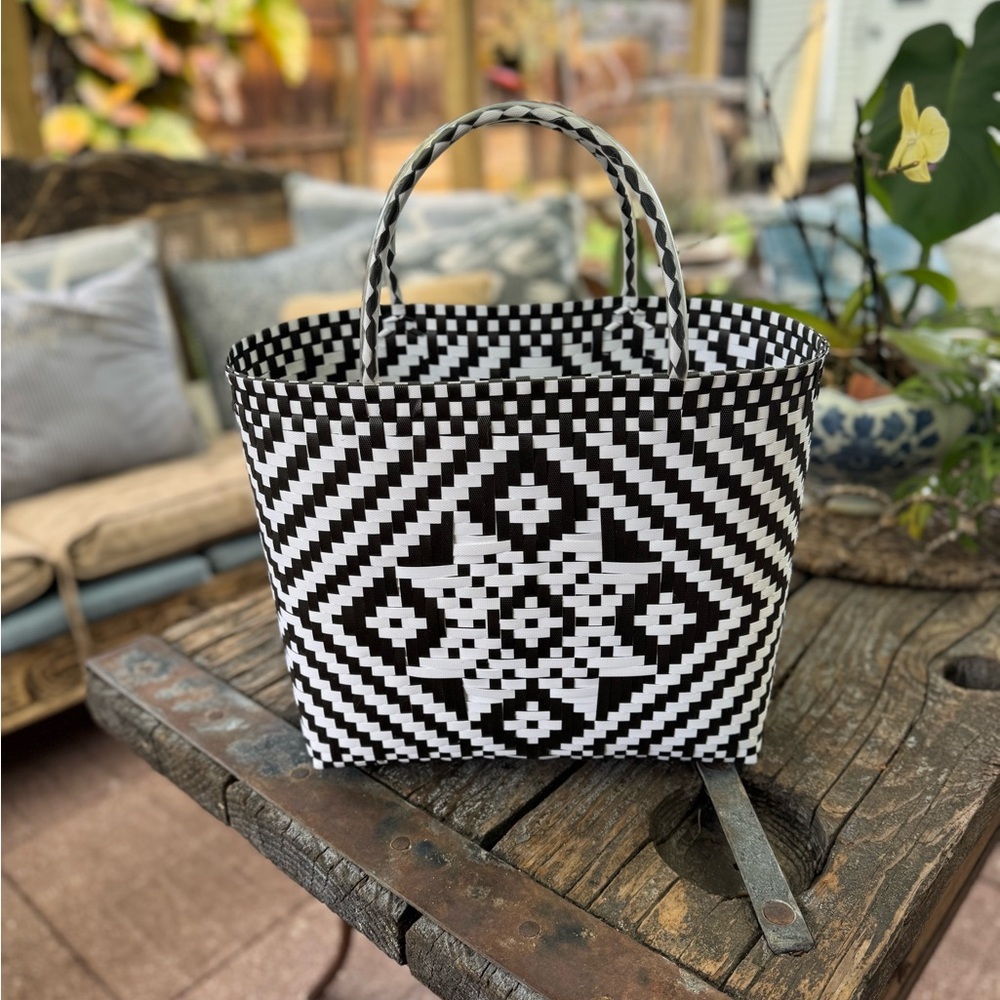 Black and White handwoven Tote Bag